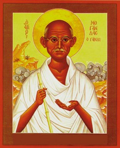 “Mohandas Gandhi of India”;  original icon by Robert Lentz; thanks to Trinity Stores
